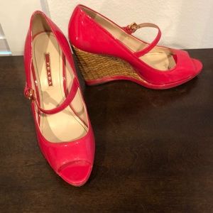 PRADA wedges - worn twice ! Hot pink!